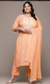 Sophisticated Orange Salwar Kameez Suit Set